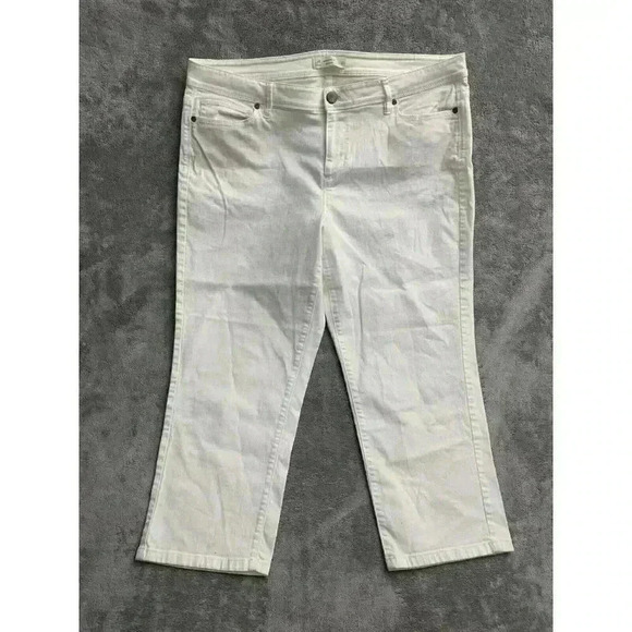 J Jill Jeans Womens 16 Cropped Mid Rise Authentic Fit Cropped Leg White Denim - Picture 1 of 8